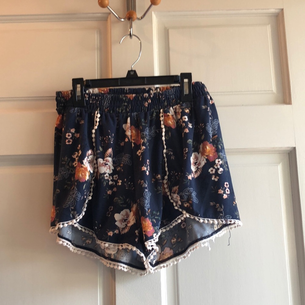 Navy shorts with flowers